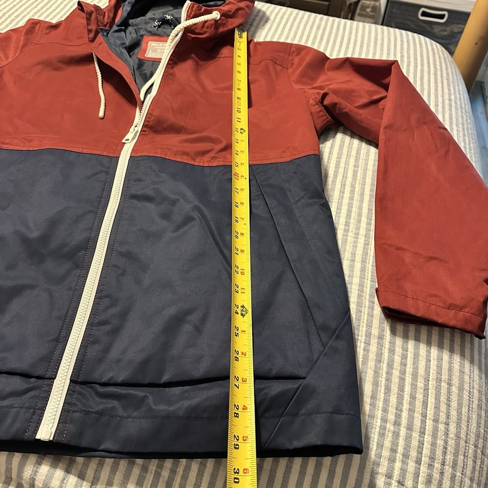 Falls Creek Performance Mens Hooded Jacket Colorblock Rust Navy Blue Large - Picture 4 of 8